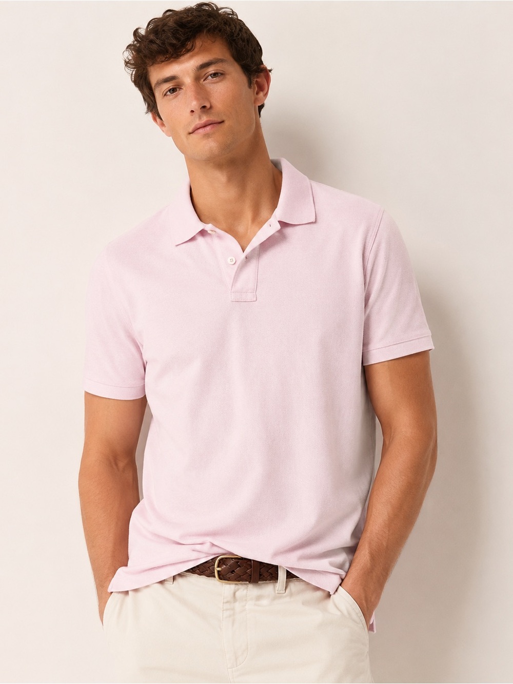 J.Crew Factory Flex Piqué Polo Shirt Men’s L Light Pink Stretch Preppy Golf